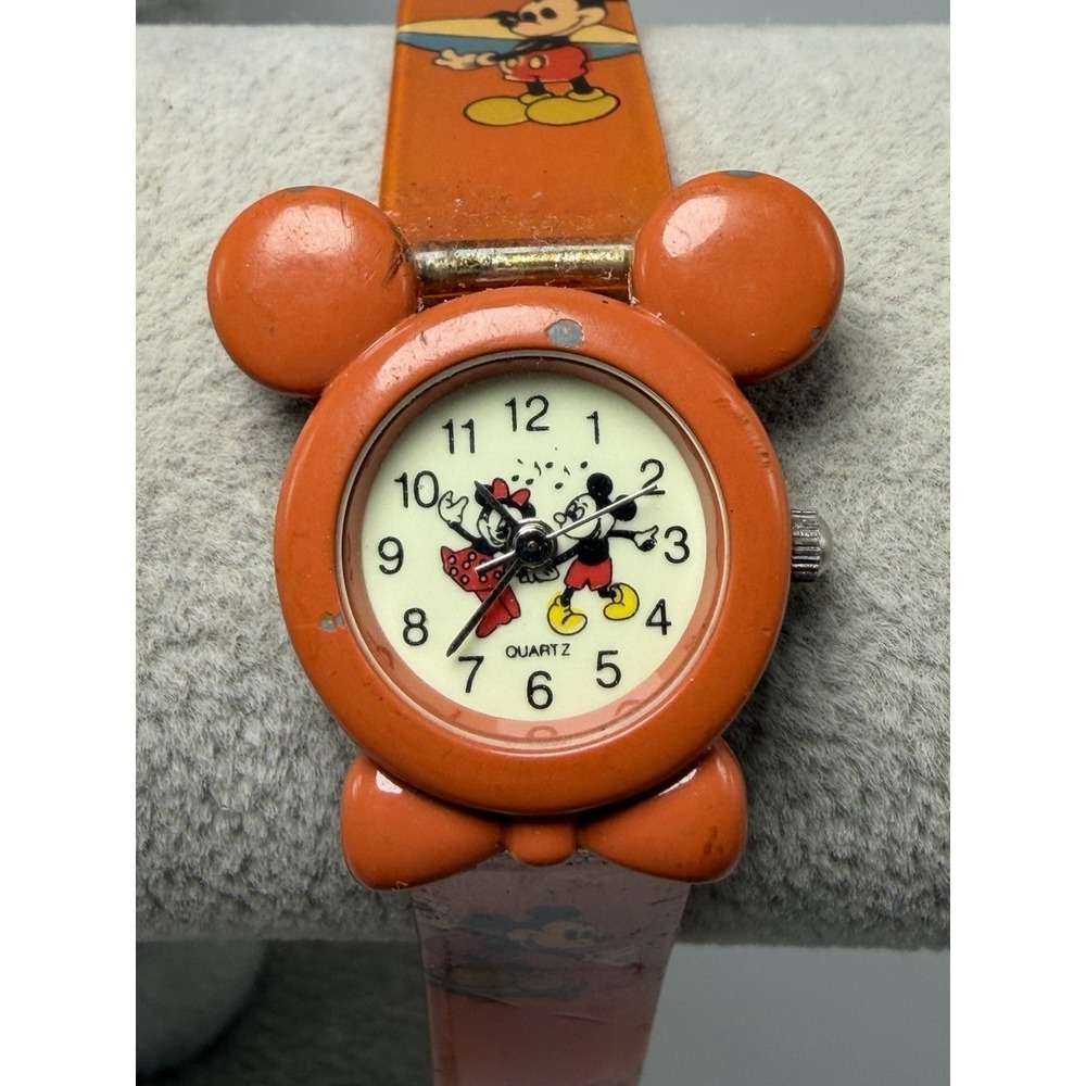 Disney Mickey Mouse Vintage Childrens Watch New Battery 21MM 6.5" Plastic Band